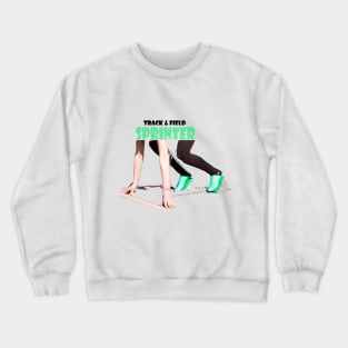 Female sprinter runner in the starting blocks Crewneck Sweatshirt